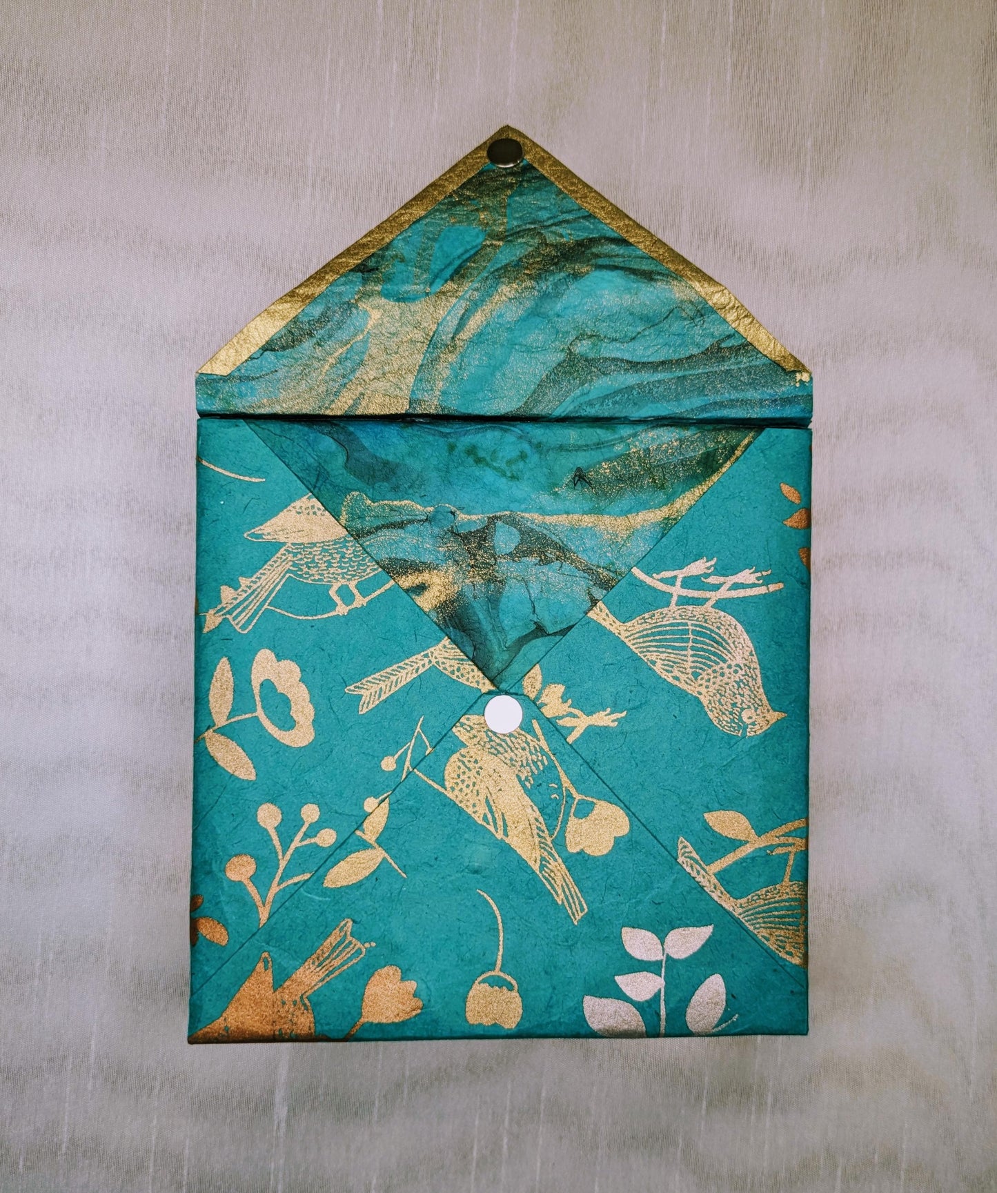 Teal & Gold Bird Gift Box: Handmade Decorative Keepsake Box