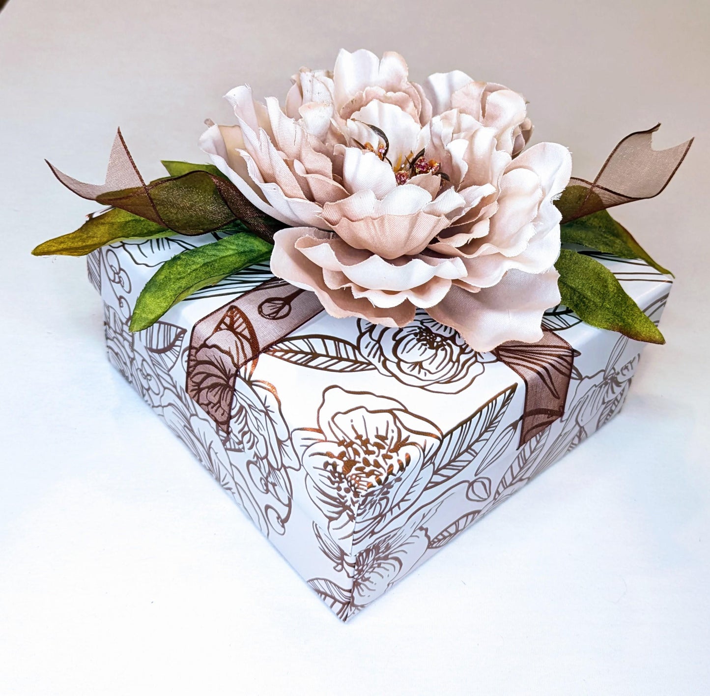 Handmade Floral Envelope Gift Box – Blush Peony Topper