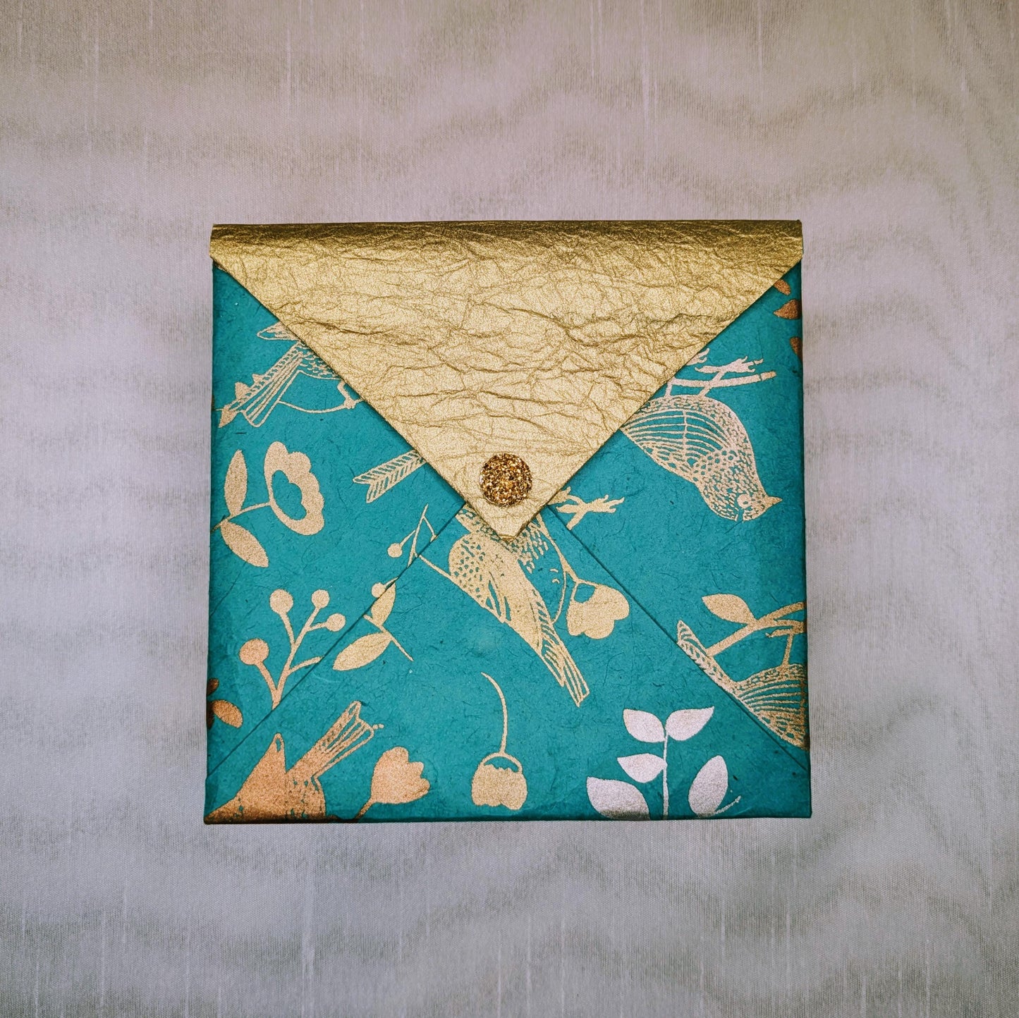 Teal & Gold Bird Gift Box: Handmade Decorative Keepsake Box