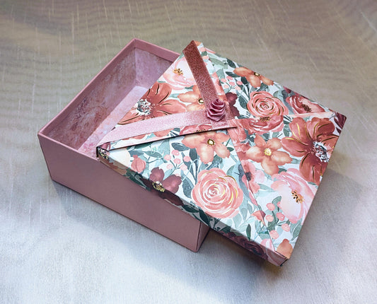 Note&Gift - Rustic Floral Gift Box with Lid – Handmade Decorative Box for Weddings, Birthdays, Keepsakes