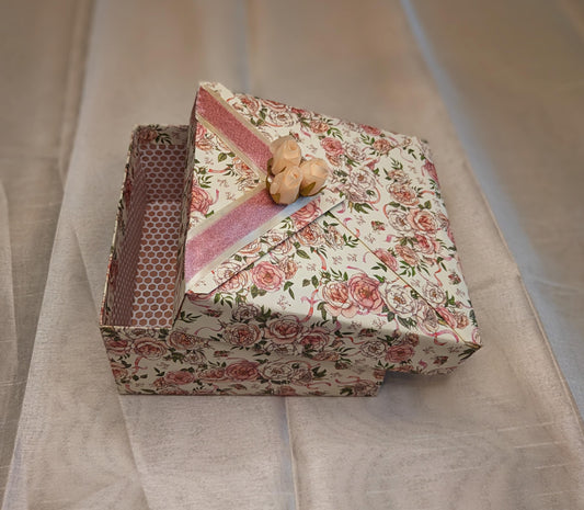 Note&Gift - Romantic Floral Gift Box with Lid – Handmade Decorative Box for Weddings, Birthdays, Keepsakes