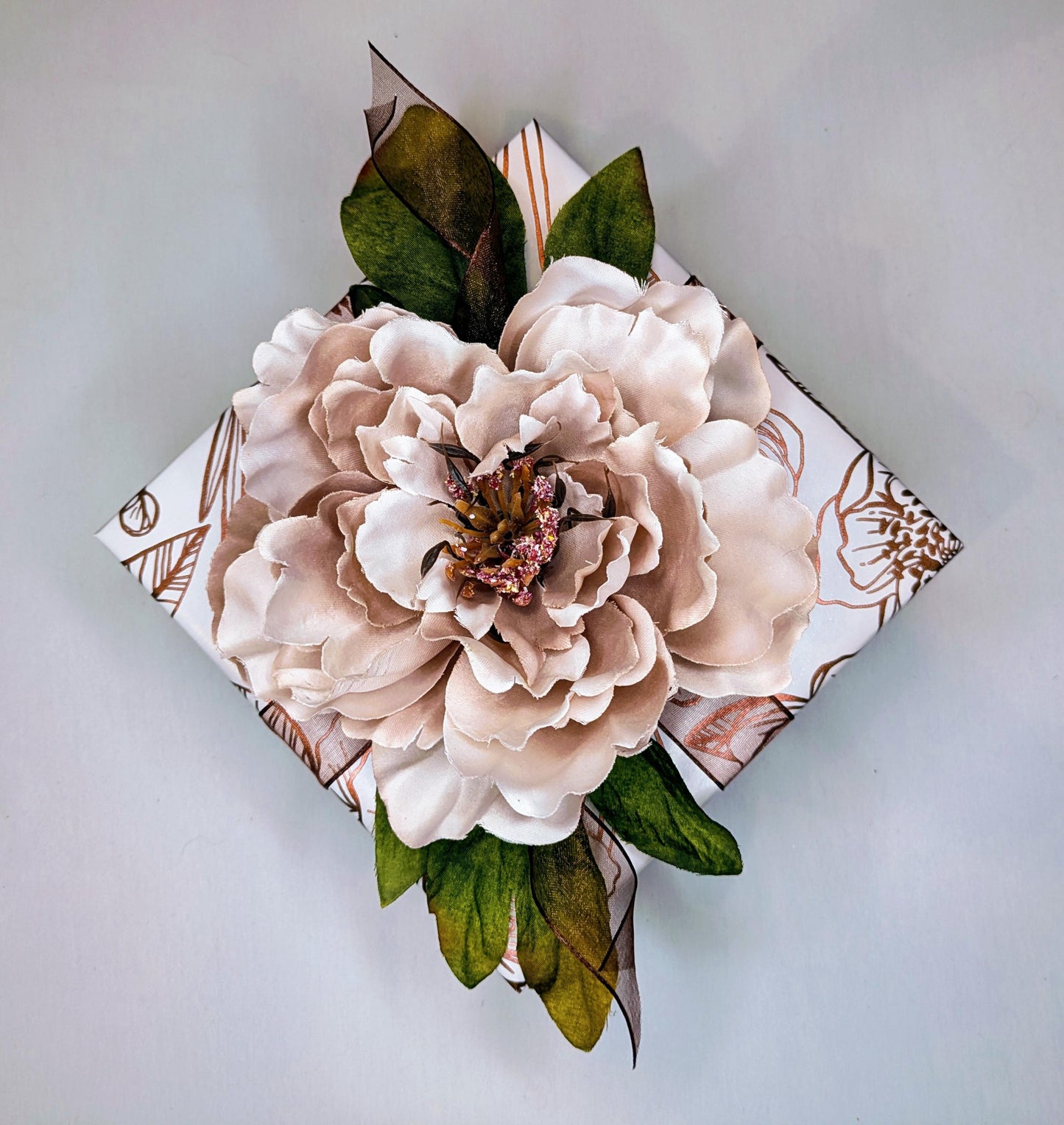 Handmade Floral Envelope Gift Box – Blush Peony Topper
