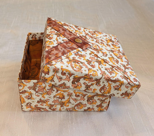 Handmade Autumn Floral Gift Box: Decorative Keepsake with Marbled Interior