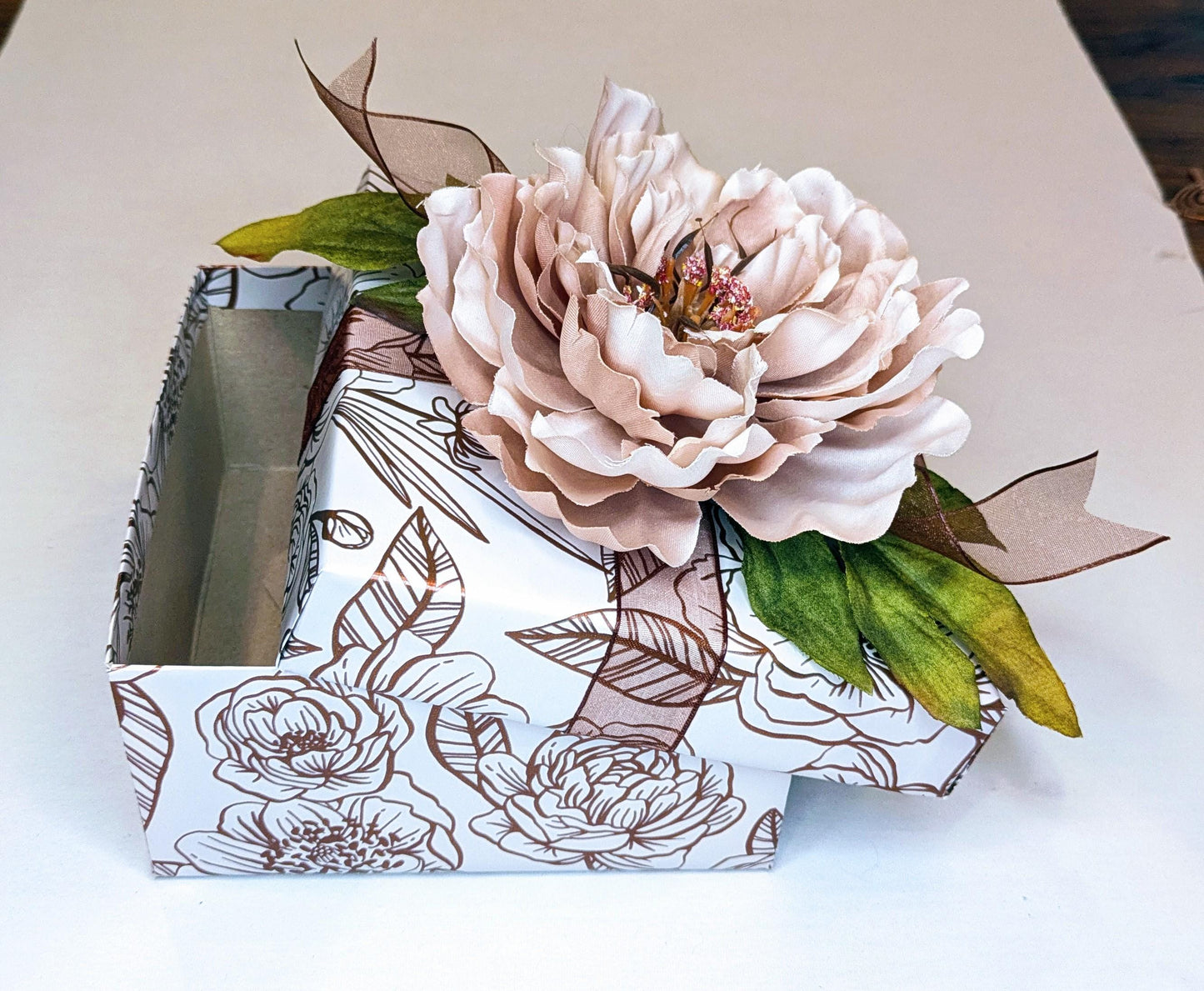 Handmade Floral Envelope Gift Box – Blush Peony Topper
