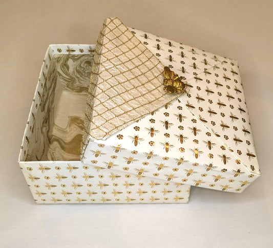 Queen Bee Gift Box: Handmade Decorative Keepsake with Gold Foil