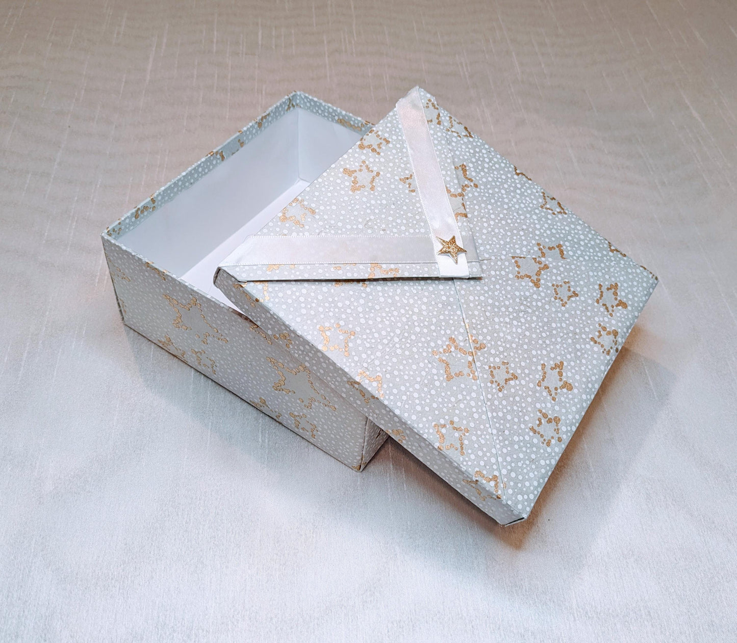 Handmade Star Gift Box: Baby Shower Keepsake with Satin Ribbon