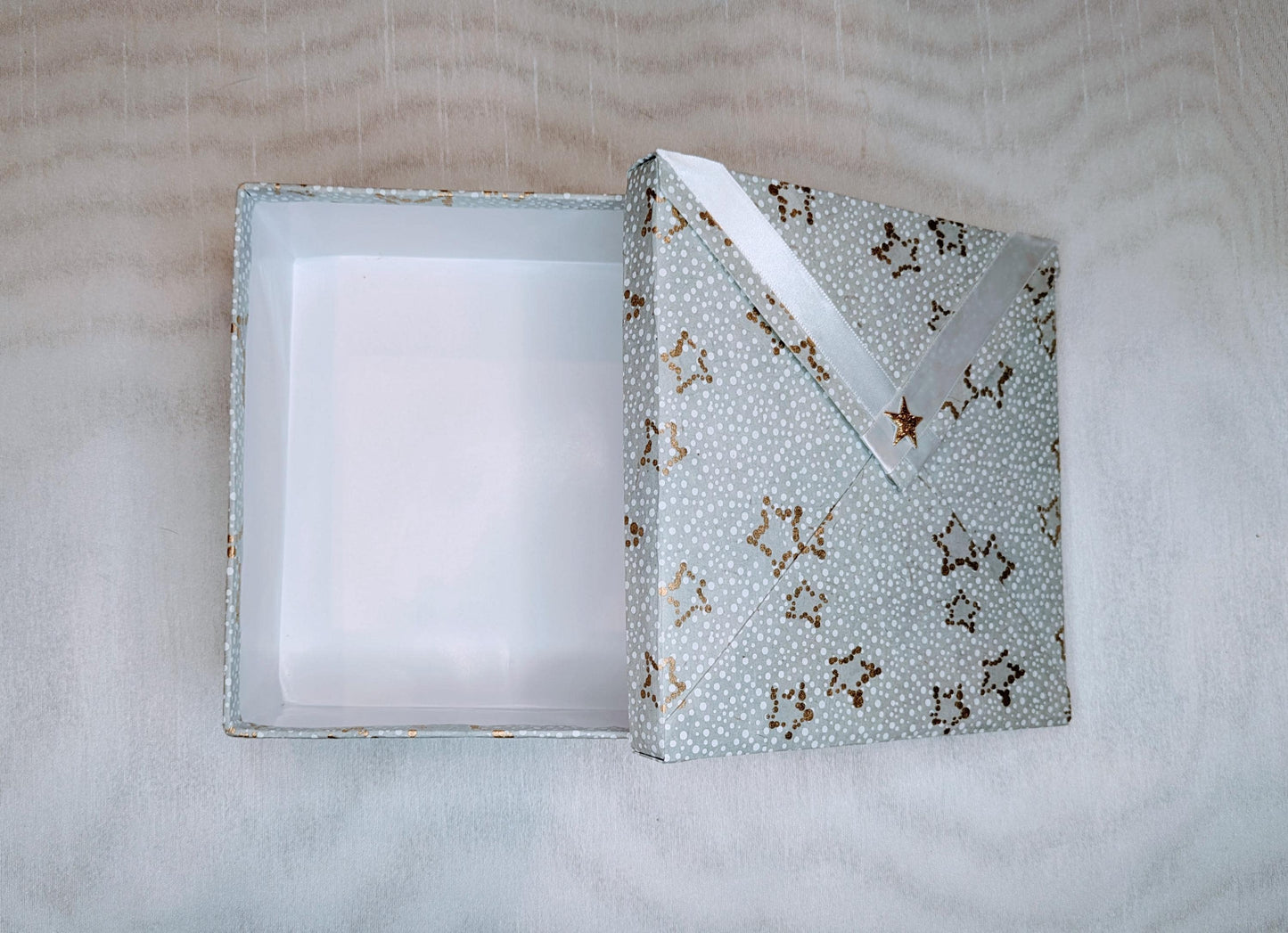 Handmade Star Gift Box: Baby Shower Keepsake with Satin Ribbon