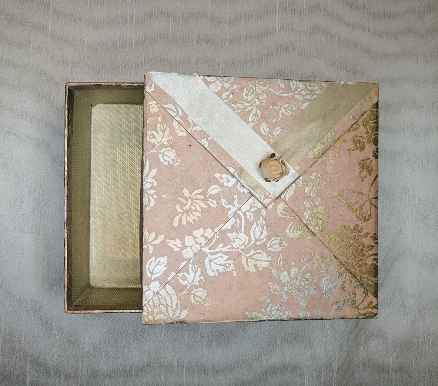 Subtle Gold Flowers on Pink